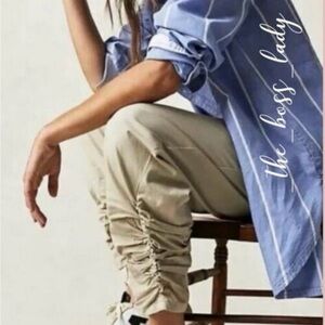 Free People Beige Ruched Joggers W/ drawstring NWOT!